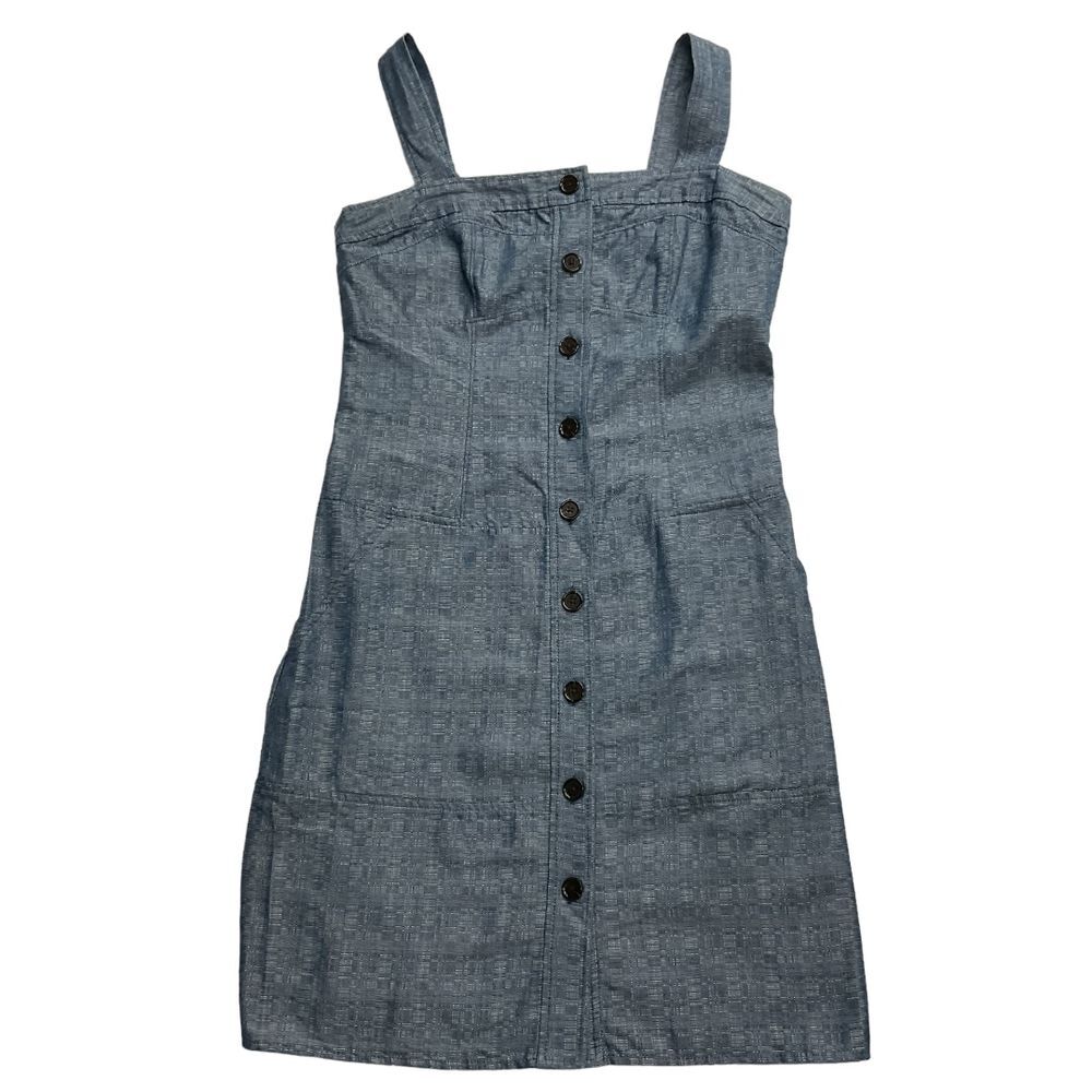 Derek Lam Chambray Denim Button Front Tank Dress Size 8 Blue Sleeveless - Picture 8 of 15